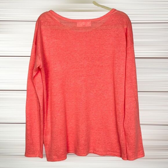 NWOT SOUTHERN TIDE Coral Knit Linen Boat Neck Long Sleeve Oversize Top Blouse M - Picture 7 of 11